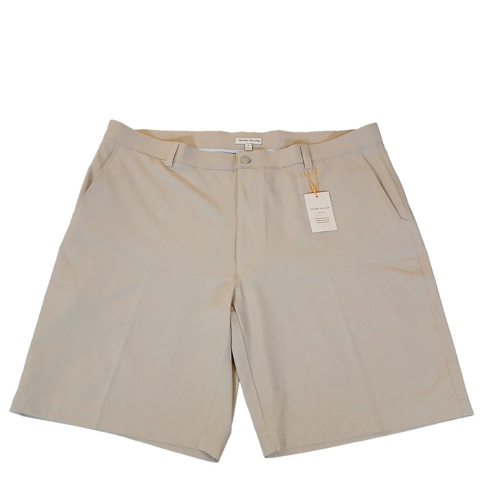 Peter Millar Shackleford Shorts Mens 40 Beige Chino Stretch 9 Inseam Casual Golf